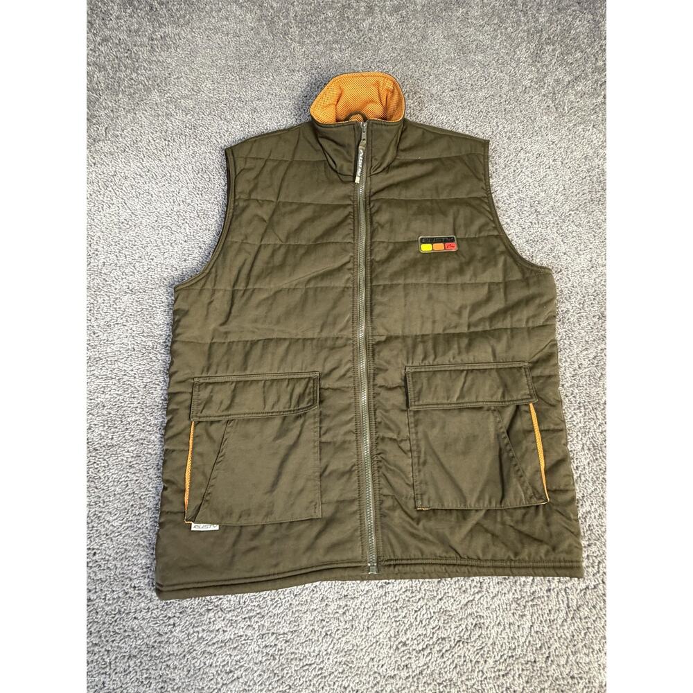 Rusty Vest Mens XL Green Quilted Insulated Lined Full Zip Pockets Collared